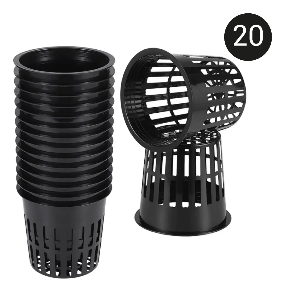 20 Macetas Canastilla Hidroponia Boca 6,5cm Altura 7cm - InnovaHome