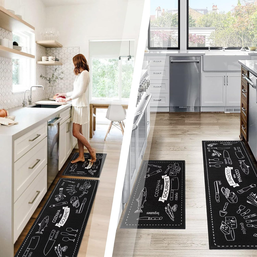 Set de 2 Alfombras de cocina 120x50 80x50cm