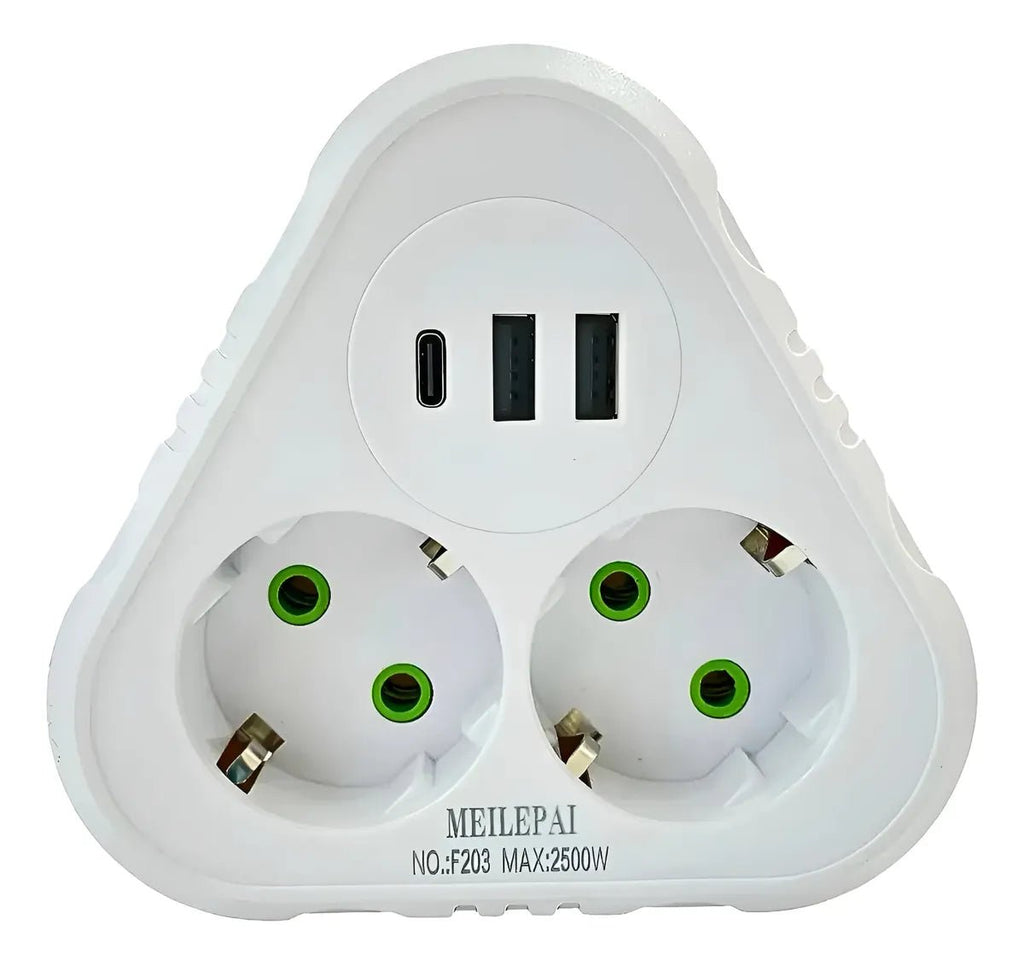 Adaptador SHUKO 5 en 1 con 2 tomas y puertos USB - InnovaHome