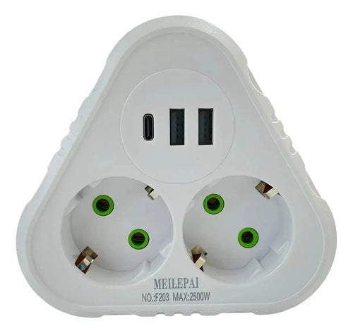 Adaptador SHUKO 5 en 1 con 2 tomas y puertos USB - InnovaHome