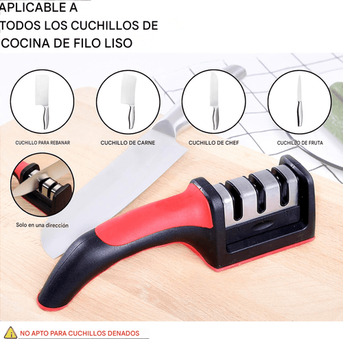 Afilador Manual de Cuchillos 3 en 1 con Mango - InnovaHome