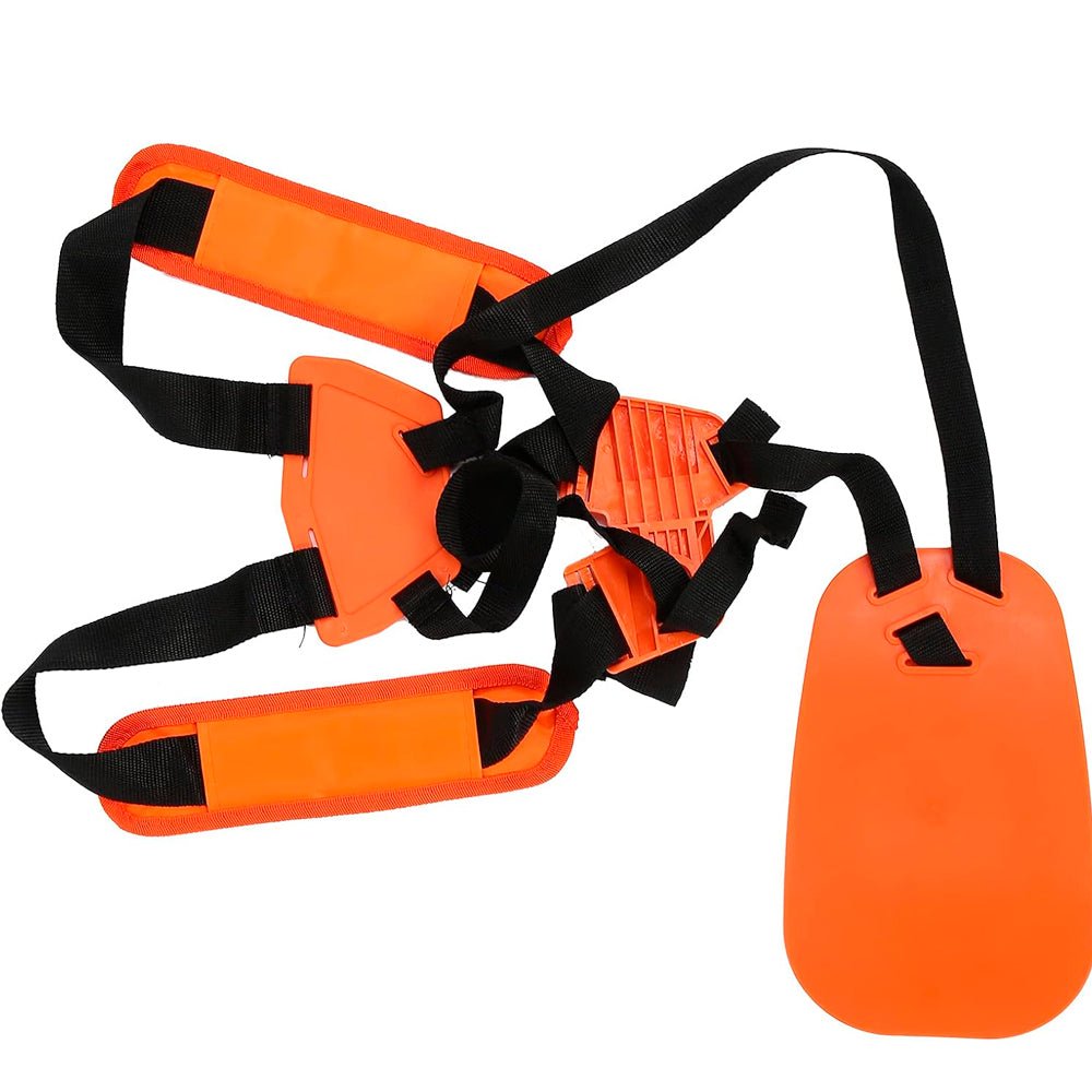 Arnés universal para desmalezadora y bordeadora con correas acolchadas ajustables para mayor comodidad y soporte.