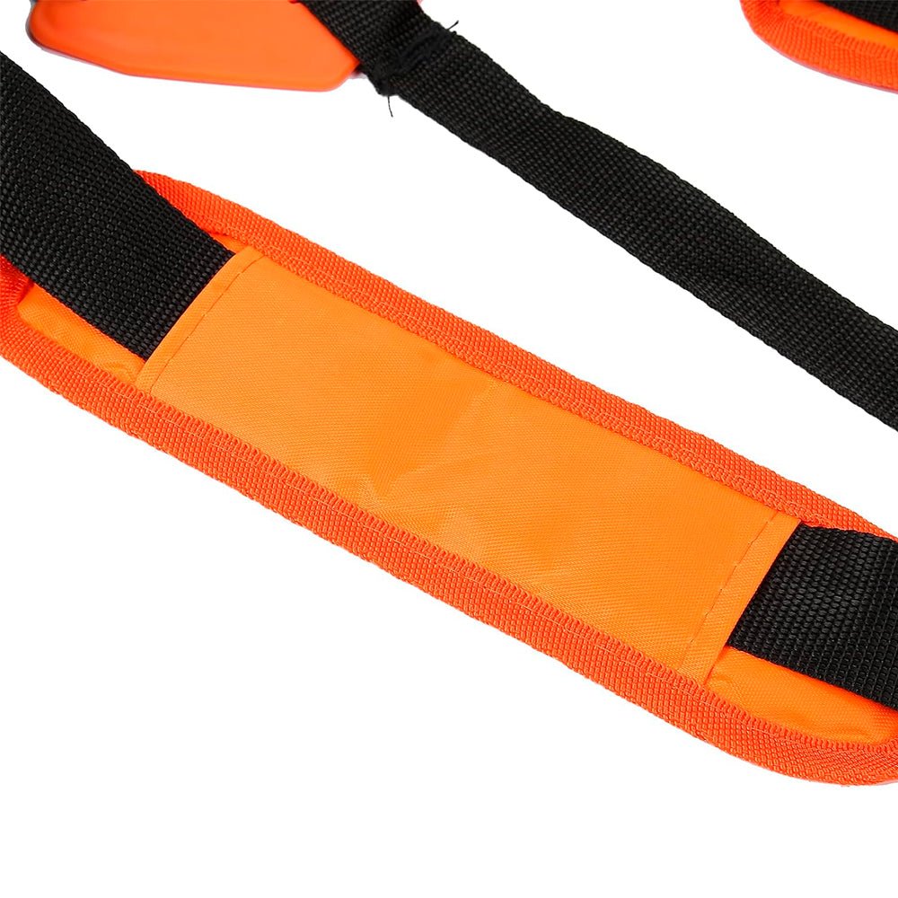 Arnés universal para desmalezadora y bordeadora con correas acolchadas ajustables para mayor comodidad y soporte.