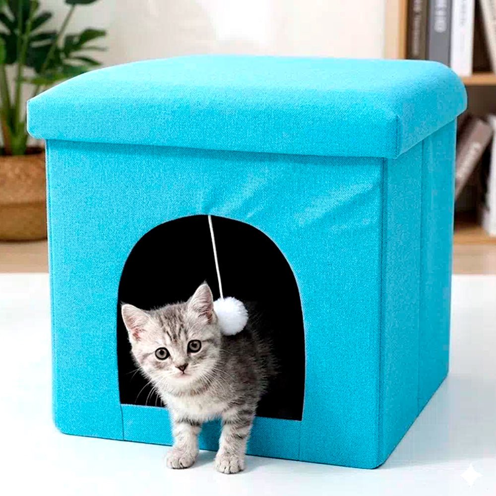 Banco con Casa de Gato Terciopelo - InnovaHomeBanco con Casa de Gato Terciopelo