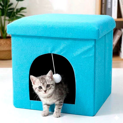 Banco con Casa de Gato Terciopelo - InnovaHomeBanco con Casa de Gato Terciopelo