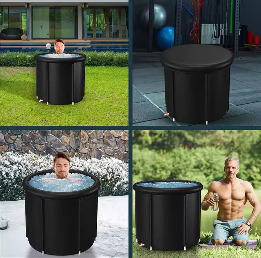 Bañera de hielo Ice Bath portátil para terapia de frío y recuperación muscular de uso deportivo y bienestar.