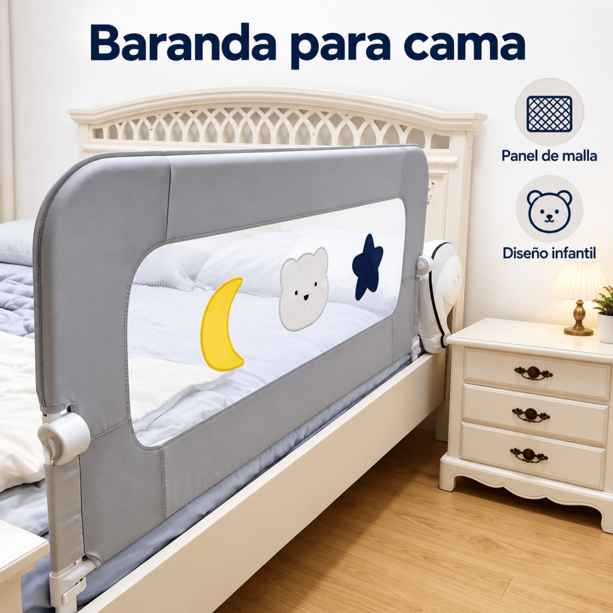 Baranda de Cama para Bebés y Niños Plegable Regulable 1,2M - InnovaHome