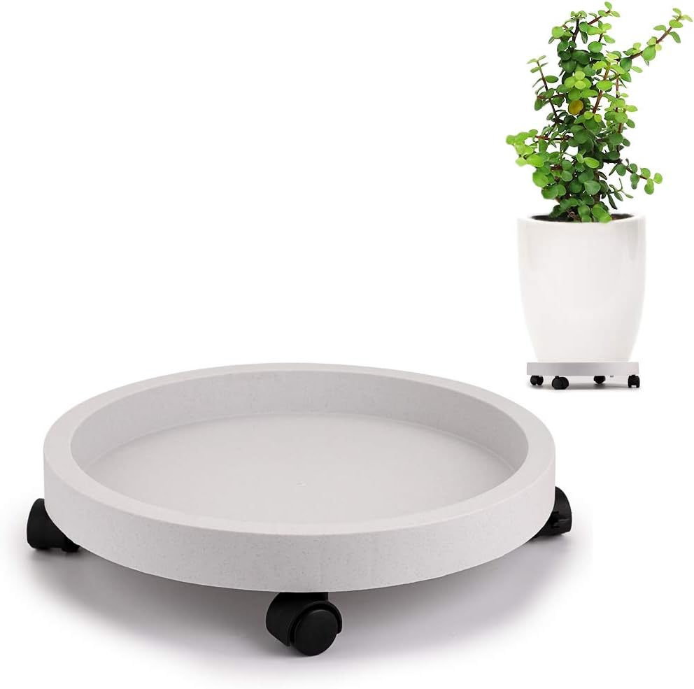 Base con ruedas para macetas y garrafas de 13kg con bandeja de drenaje y ruedas con freno para mover fácilmente.