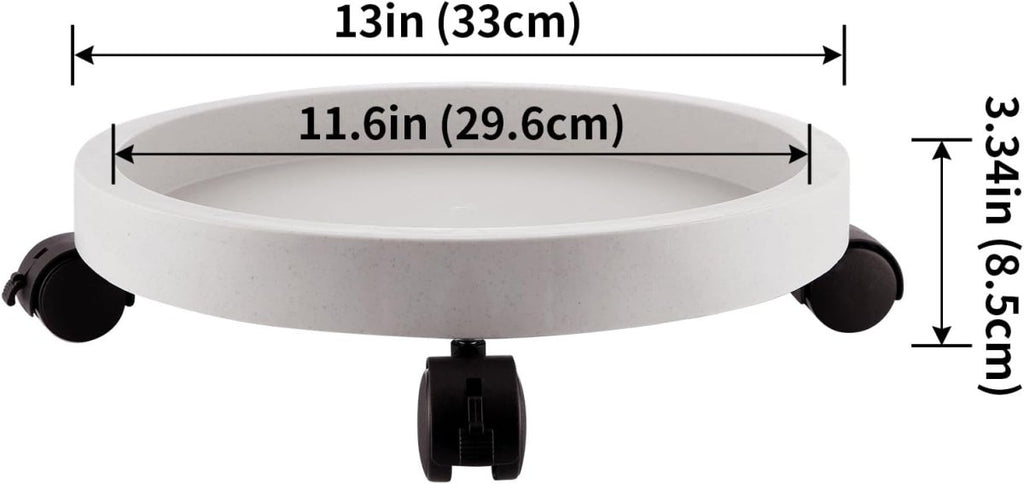 Base con ruedas para macetas y garrafas de 13kg con bandeja de drenaje y ruedas con freno para mover fácilmente.