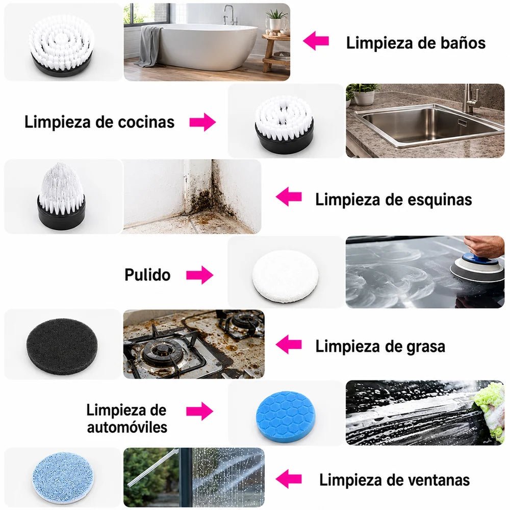 Cepillo Turbo de 25w con 7 cabezales con extensor - InnovaHome