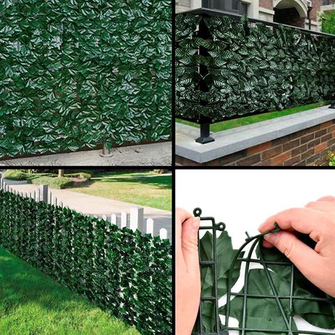Cerco de hojas artificiales verde 3x1m para privacidad y decoración de jardines, balcones, terrazas y espacios exteriores.