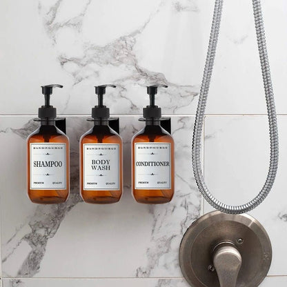Frasco dispensador de shampoo 500ml recargable para baño, jabón líquido y gel fabricado en plástico PET resistente.