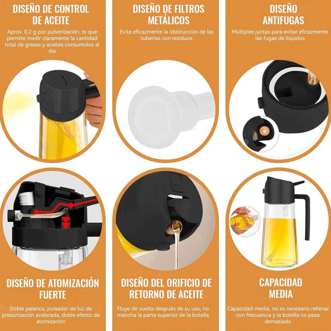 Dispensador Rociador Aceite 2 En 1 Pulverizador Cocina 400ml - InnovaHome