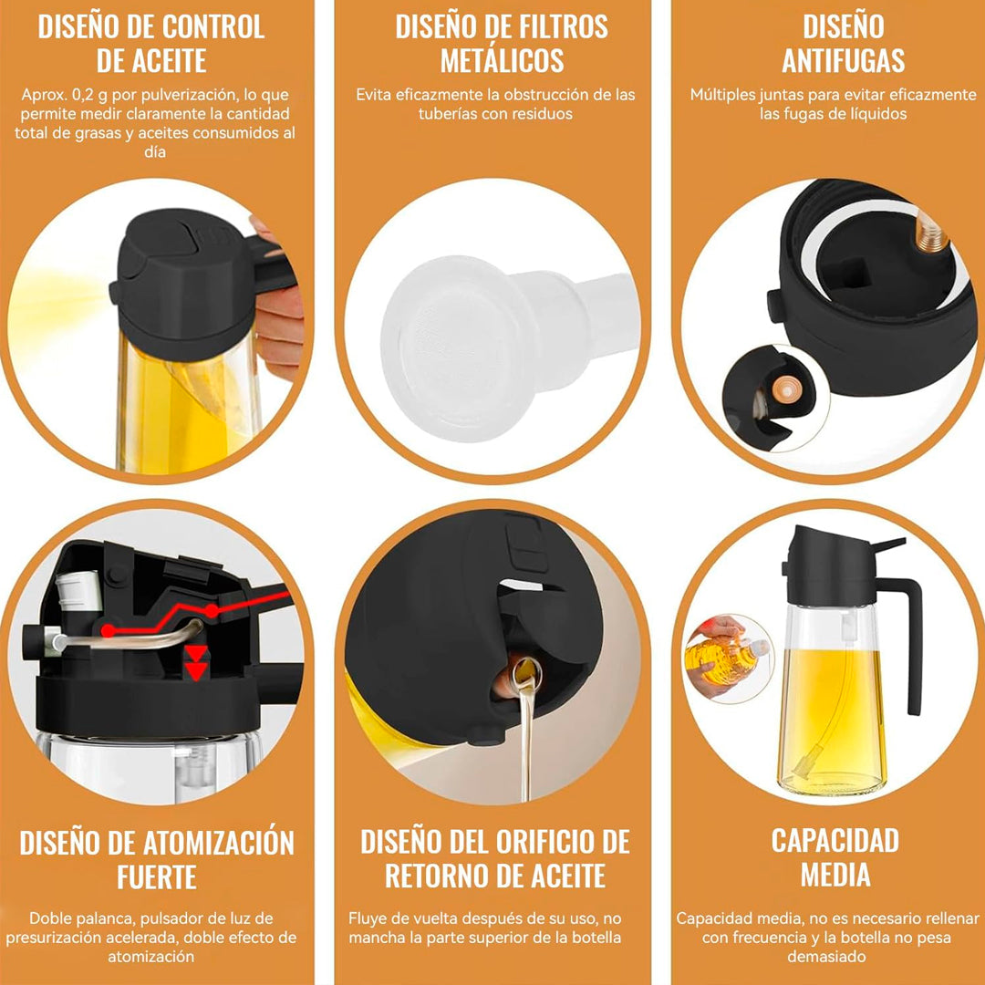 Dispensador Rociador Aceite 2 En 1 Pulverizador Cocina 400ml