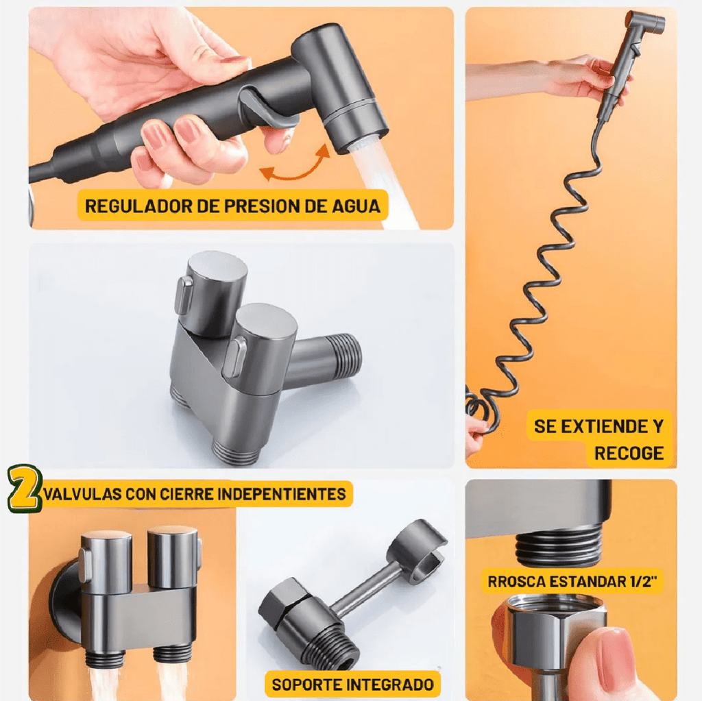 Ducha Higiénica Bidet Inodoro Doble Salida Set Completo - InnovaHome