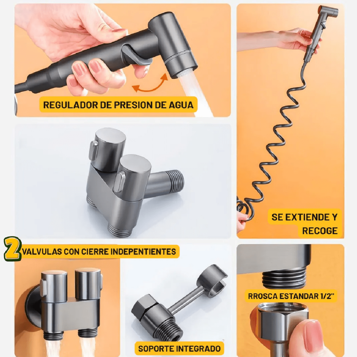 Ducha Higiénica Bidet Inodoro Doble Salida Set Completo - InnovaHome