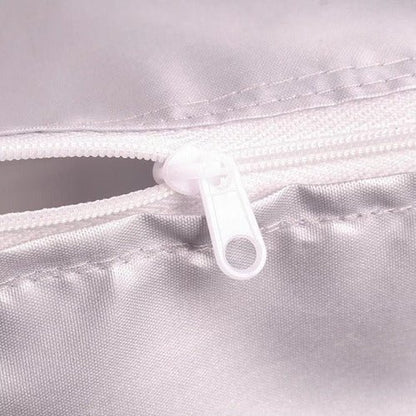 Funda para lavarropas carga superior impermeable color plata para proteger de polvo y agua en balcones y exteriores.