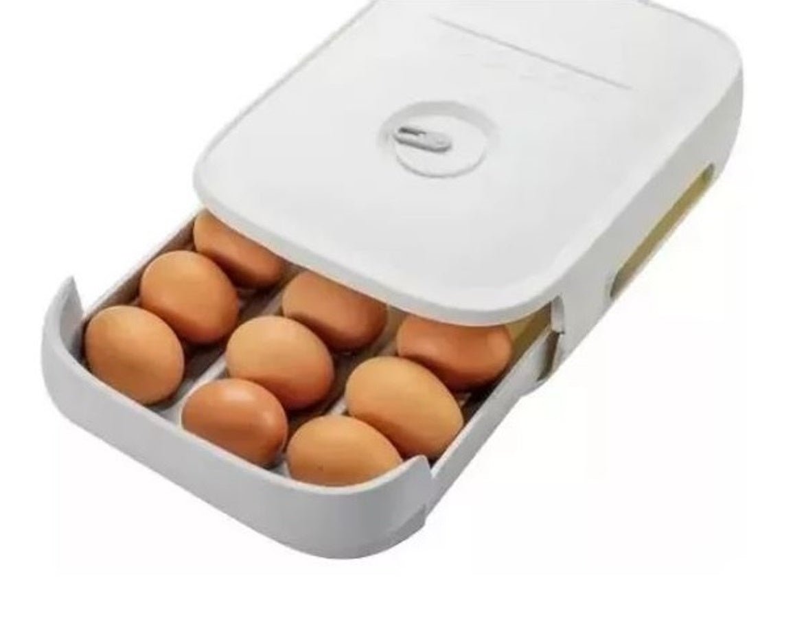 Organizador de huevos 18 unidades para heladera con compartimentos individuales y diseño apilable para ahorrar espacio.