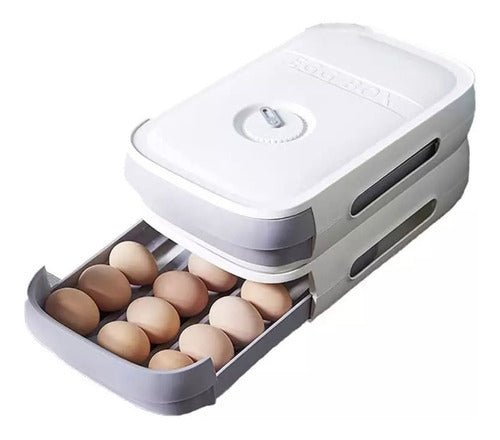 Organizador de huevos 18 unidades para heladera con compartimentos individuales y diseño apilable para ahorrar espacio.