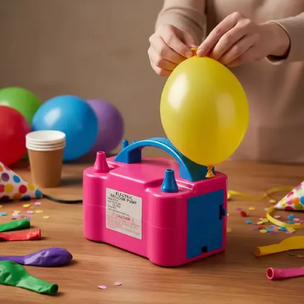 Inflador eléctrico de globos automático 600W con doble boquilla, 2 modos de funcionamiento y alimentación 220V.