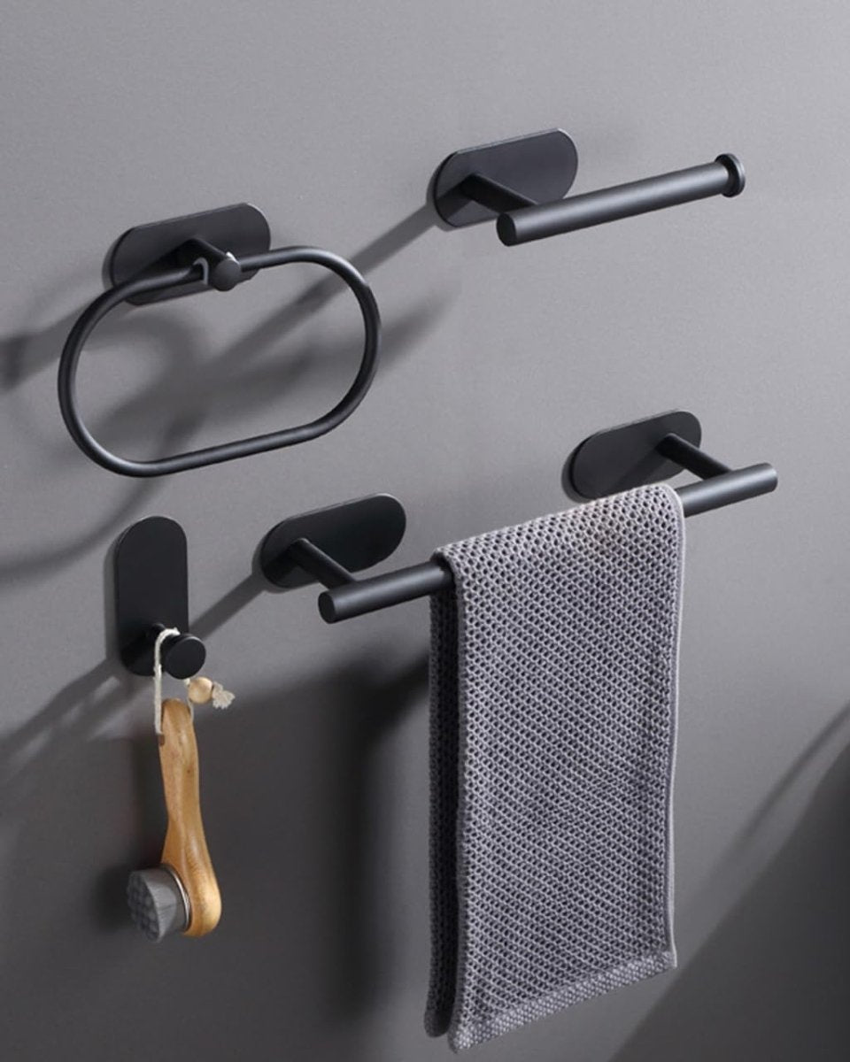 Juego Accesorios Baño 4 Piezas Acero Inox Adhesivos - InnovaHome