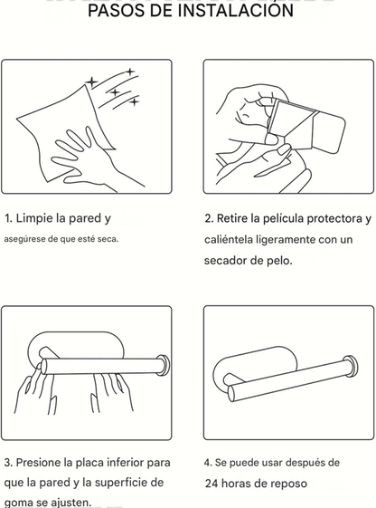 Juego Accesorios Baño 4 Piezas Acero Inox Adhesivos - InnovaHome