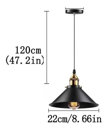 Pack de 3 lámparas colgantes negras de techo E27 con bombitas incluidas para iluminación moderna del hogar.