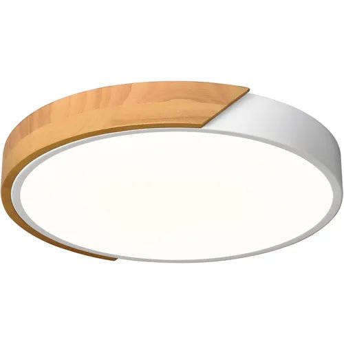 Luminaria Plafón Led De Techo Nórdico En Metal Y Madera 30cm - InnovaHome