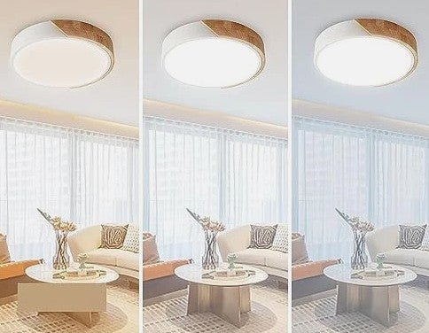 Luminaria Plafón Led De Techo Nórdico En Metal Y Madera 30cm - InnovaHome