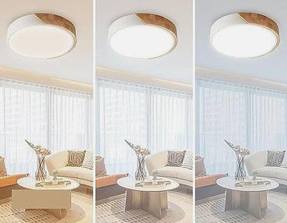 Luminaria Plafón Led De Techo Nórdico En Metal Y Madera 30cm - InnovaHome