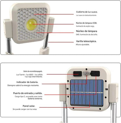 Luz de Trabajo Multiuso C/soporte Recargable Solar - InnovaHome