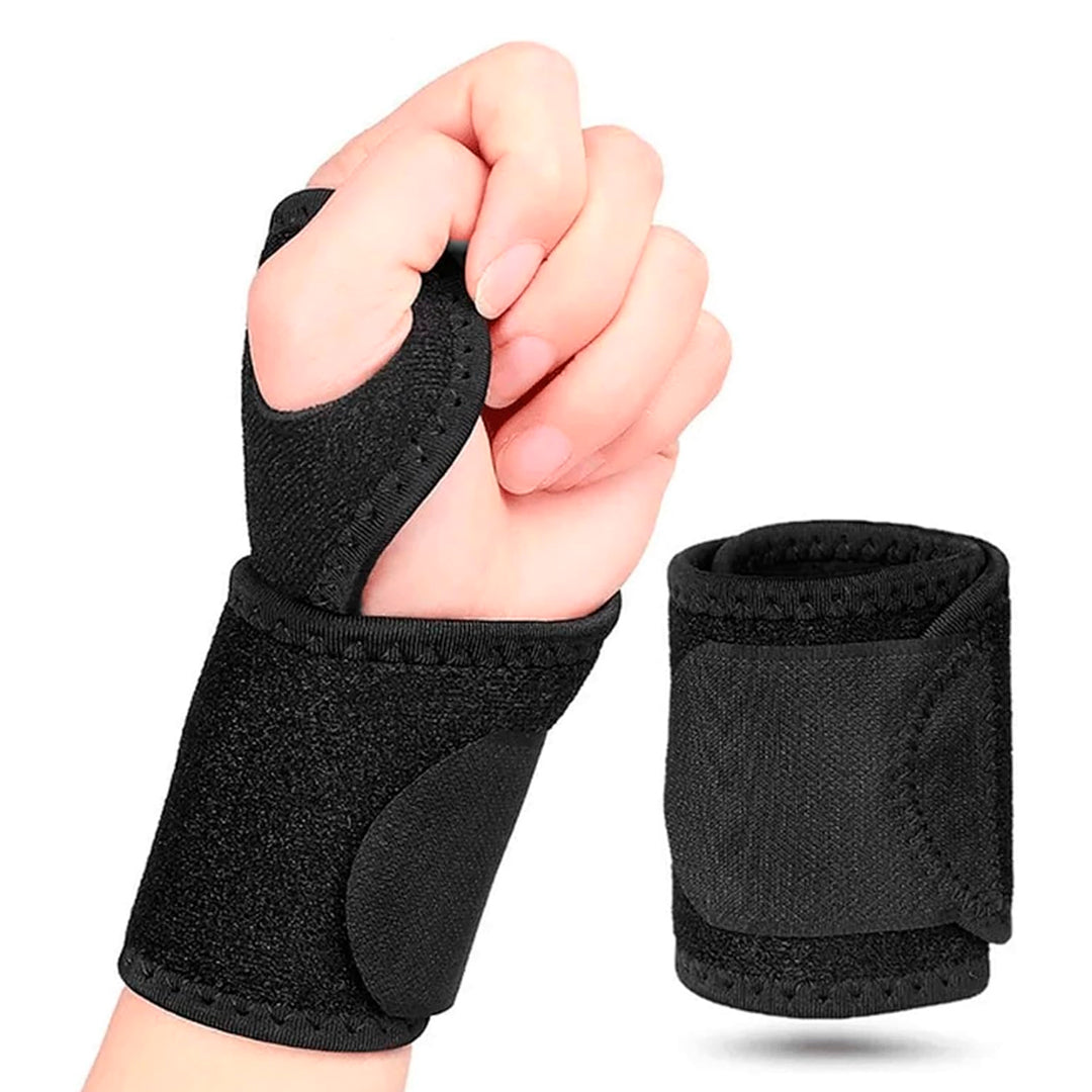 Muñequera de neopreno ajustable con dedo libre, soporte de muñeca y compresión para ambas manos de talla universal.