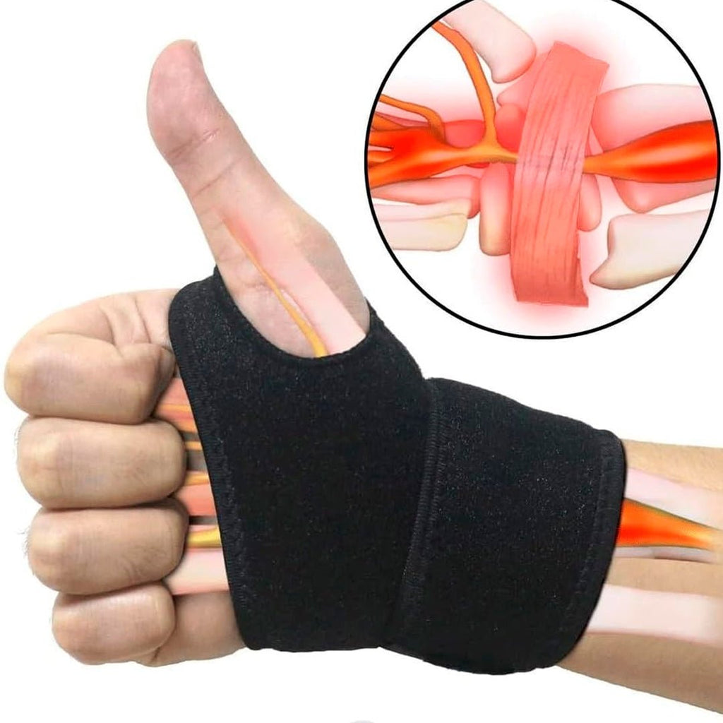Muñequera de neopreno ajustable con dedo libre, soporte de muñeca y compresión para ambas manos de talla universal.