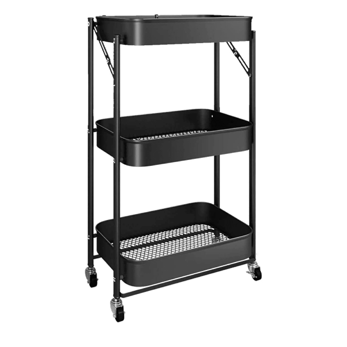 Organizador Multiuso Carrito Plegable Metálico con 3 Estantes - InnovaHome