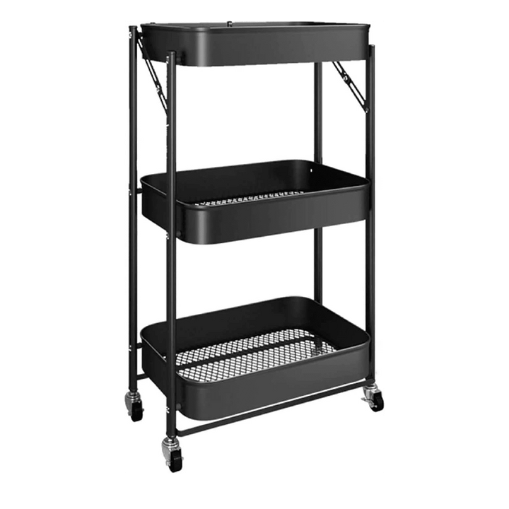 Organizador Multiuso Carrito Plegable Metálico con 3 Estantes - InnovaHome