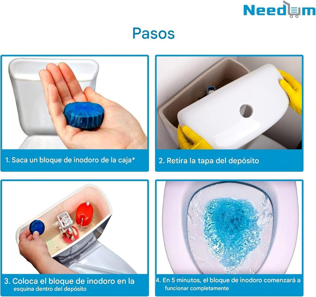 Pastillas para cisterna de inodoro con acción automática para limpiar, reducir sarro y eliminar malos olores del baño.