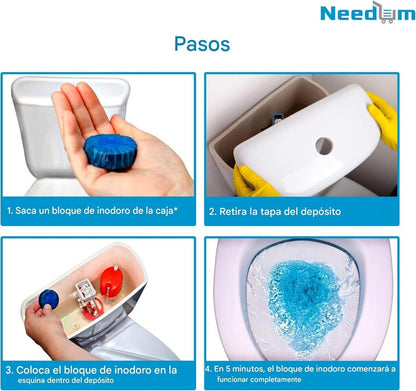 Pastillas para cisterna de inodoro con acción automática para limpiar, reducir sarro y eliminar malos olores del baño.