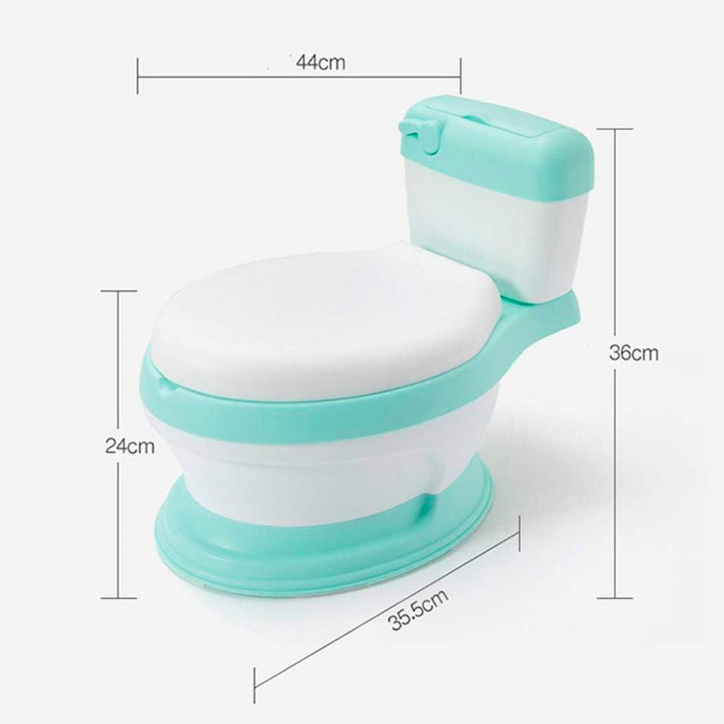Inodoro infantil de entrenamiento con asiento acolchado, recipiente extraíble y base antideslizante para niños.