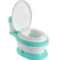 Inodoro infantil de entrenamiento con asiento acolchado, recipiente extraíble y base antideslizante para niños.