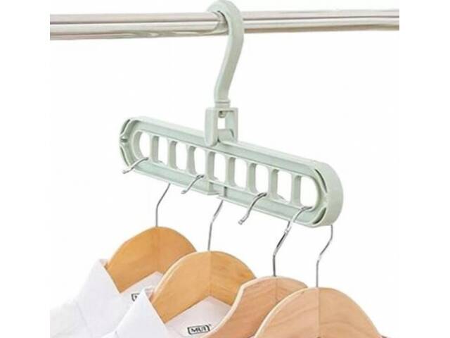 Percha 9 en 1 organizadora de armario para ahorrar espacio y mantener la ropa ordenada en forma vertical.