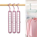 Percha 9 en 1 organizadora de armario para ahorrar espacio y mantener la ropa ordenada en forma vertical.