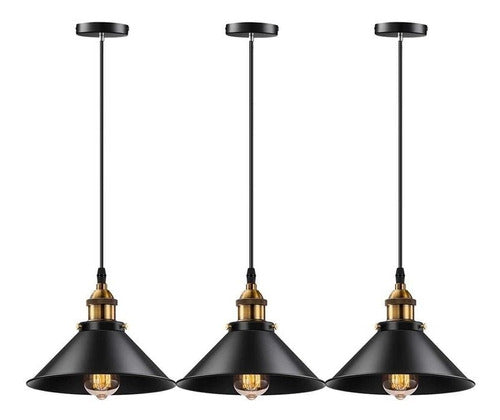 Lámpara Colgante De Techo Industrial Campana X3