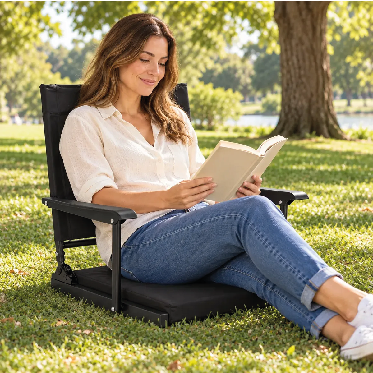 Reposera De Piso Plegable Premium En Acero Y Lona Reclinable - InnovaHome