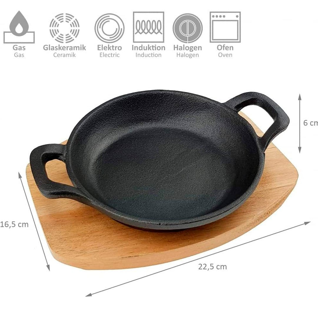 Sarten Provolonera Queso Hierro Fundido Doble Asa 16cm + Tabla - InnovaHome