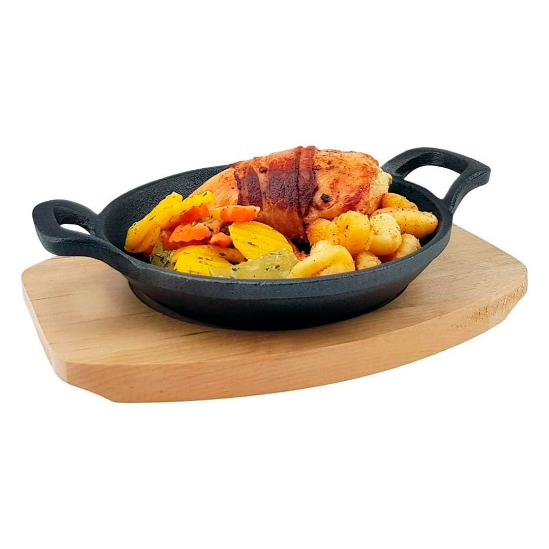 Sarten Provolonera Queso Hierro Fundido Doble Asa 16cm + Tabla - InnovaHome