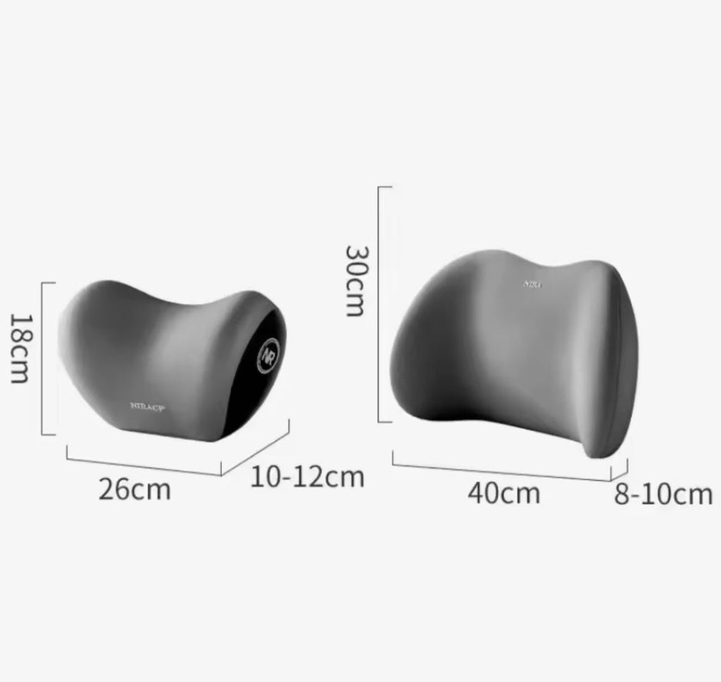 Set de almohadas ergonómicas para auto con soporte lumbar y reposacabeza de espuma viscoelástica para viajes cómodos.