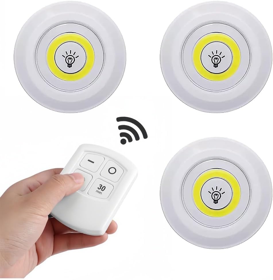 Set 3 Lámparas Adhesivas A Pilas Con Control Remoto - InnovaHome