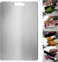 Tabla para picar de acero inoxidable SUS 304 de 46 x 30 cm para cortar carnes, verduras, frutas y pan.