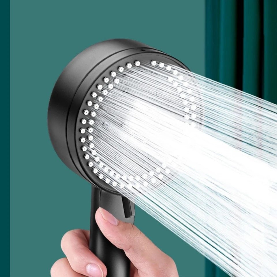 Teléfono ducha a presión con 5 modos, soporte y manguera de 1,5 metros para baño con ahorro de agua.