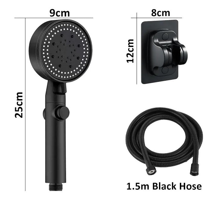 Teléfono ducha a presión con 5 modos, soporte y manguera de 1,5 metros para baño con ahorro de agua.